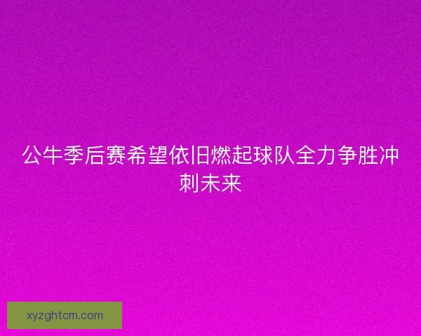 公牛季后赛希望依旧燃起球队全力争胜冲刺未来