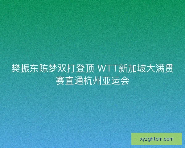 樊振东陈梦双打登顶 WTT新加坡大满贯赛直通杭州亚运会